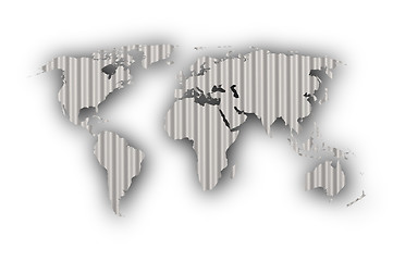 Image showing Map of the world on corrugated iron