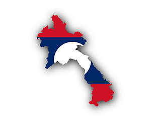 Image showing Map and flag of Laos