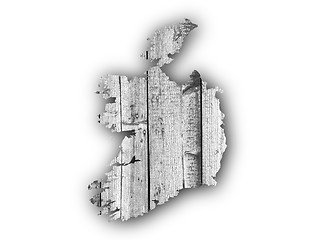 Image showing Map of Ireland on weathered wood