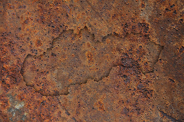 Image showing Map of Slovakia on rusty metal