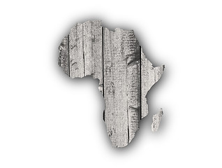 Image showing Map of Africa on weathered wood