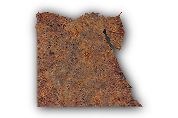 Image showing Map of Egypt on rusty metal