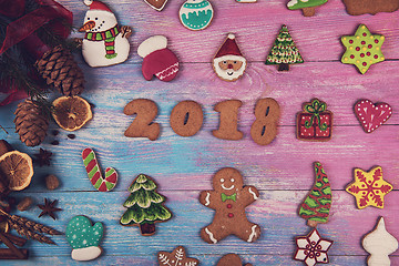 Image showing Gingerbreads for new 2018 years