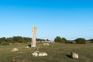 Image showing Ancient monument in a great plain grassland