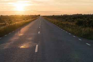 Image showing Straight country road by twilight