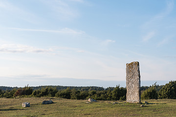 Image showing Standing stone in a swedish world heritage