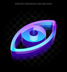 Image showing Privacy icon: 3d neon glowing Eye made of glass, EPS 10 vector.