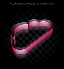 Image showing Cloud computing icon: Crimson 3d Cloud made of paper, transparent shadow, EPS 10 vector.