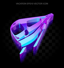 Image showing Travel icon: 3d neon glowing Train made of glass, EPS 10 vector.