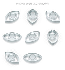 Image showing Safety icons set: different views of metallic Eye, transparent shadow, EPS 10 vector.