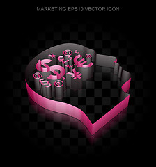Image showing Advertising icon: Crimson 3d Head With Finance Symbol made of paper, transparent shadow, EPS 10 vector.