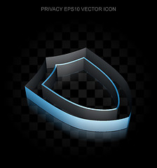 Image showing Protection icon: Blue 3d Shield made of paper, transparent shadow, EPS 10 vector.