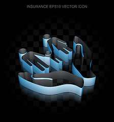 Image showing Insurance icon: Blue 3d Family And Palm made of paper, transparent shadow, EPS 10 vector.