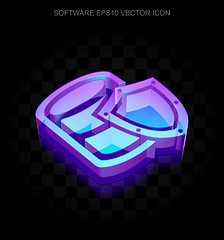 Image showing Programming icon: 3d neon glowing Database With Shield made of glass, EPS 10 vector.