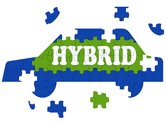 Image showing Hybrid Car Means Electric Eco-friendly Automobile