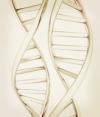 Image showing DNA structure model. 3d illustration. Vintage style.