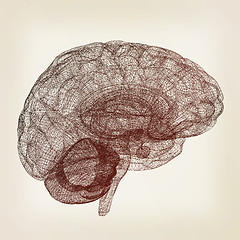 Image showing Creative concept of the human brain. Vintage style.