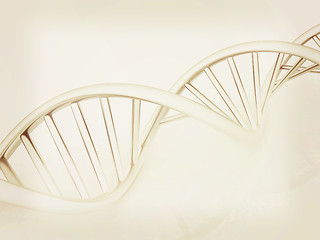 Image showing DNA structure model. 3d illustration. Vintage style.