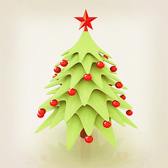 Image showing Christmas tree. 3d illustration. Vintage style.