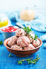 Image showing raw meatballs