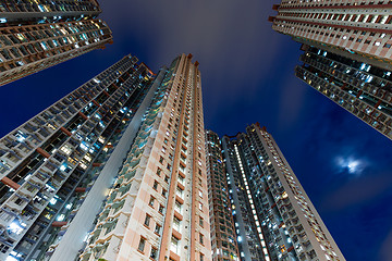 Image showing Residential building from low angle at night