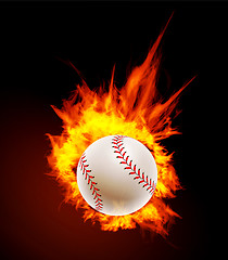 Image showing Baseball ball on fire background.