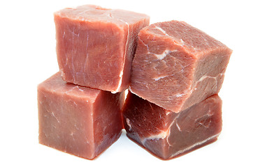 Image showing Diced or cubed raw beef steak