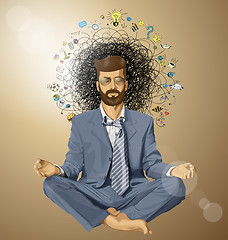 Image showing Businessman Hipster in Lotus Pose Meditating ORIGINAL-