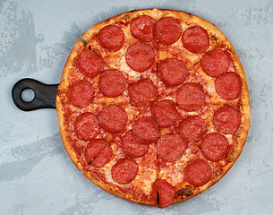 Image showing Freshly Baked Pepperoni Pizza