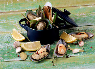 Image showing Boiled Green Mussels