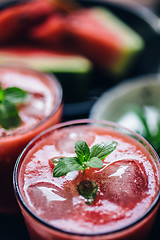 Image showing Two glasses of red smoothie