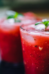 Image showing Two glasses of red smoothie