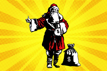 Image showing Santa Claus with a bag of money