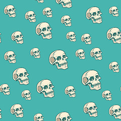 Image showing Human skull seamless pattern background