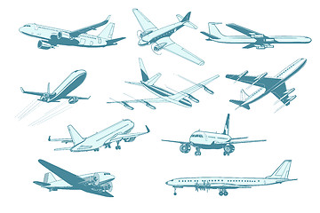 Image showing set aircraft air transport isolate on white background