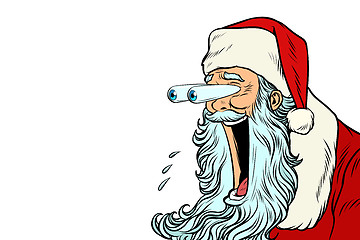 Image showing Santa Claus with bulging eyes, a surprise reaction