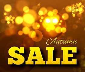 Image showing Autumn sale background with leaf texture on the lettersh and bokeh.