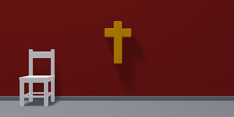 Image showing chair and christian cross - 3d rendering