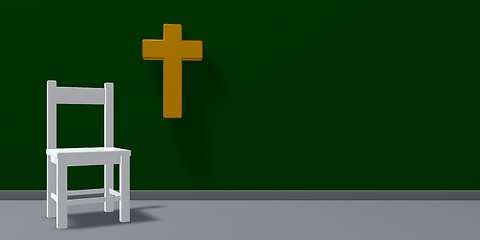 Image showing chair and christian cross - 3d rendering