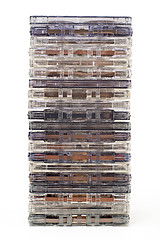 Image showing Stack of old audio cassettes