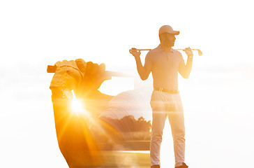 Image showing Double exposure of senior golf player