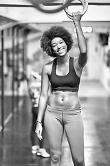 Image showing black woman doing dipping exercise