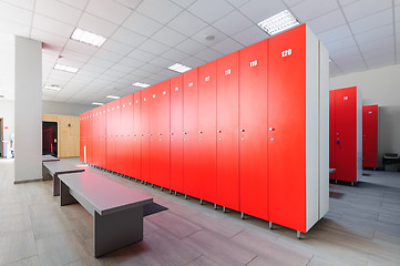 Image showing Interior of gym locker room