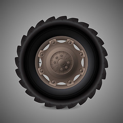 Image showing Realistic tractor wheel