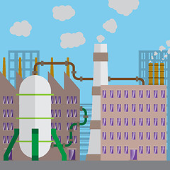 Image showing Flat style factory buildings