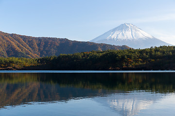 Image showing Mount Fuji and lake