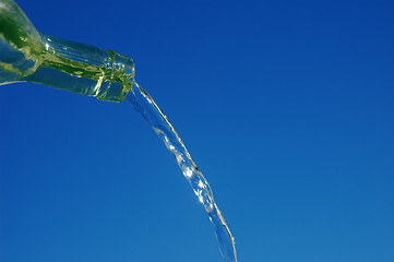 Image showing green bottle pouring water