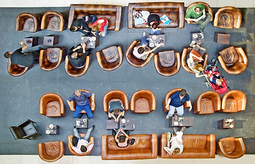 Image showing High angle view of people on the break coffee In Coffee Shop