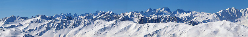 Image showing High mountains under snow in the winter Panorama landscape