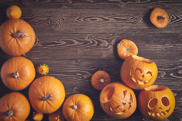 Image showing Halloween pumpkin over wooden background